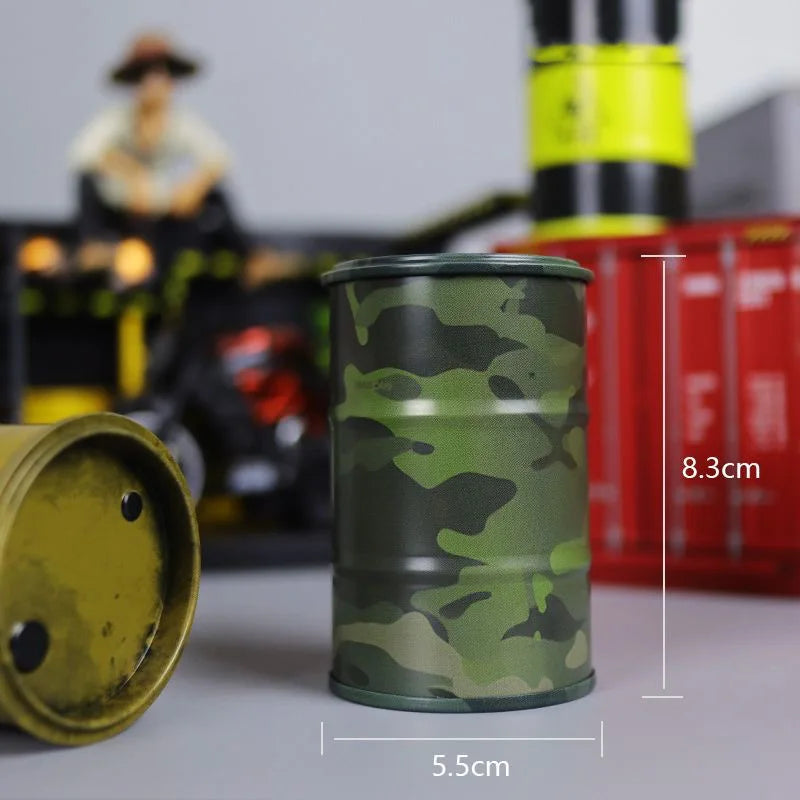 Miniature Oil Drum Model – Metal Desktop Decoration & Stationery Holder