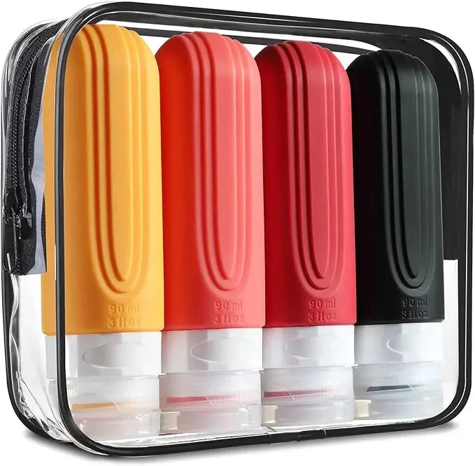 Silicone Travel Bottles Set – 90ml Leakproof Refillable Containers
