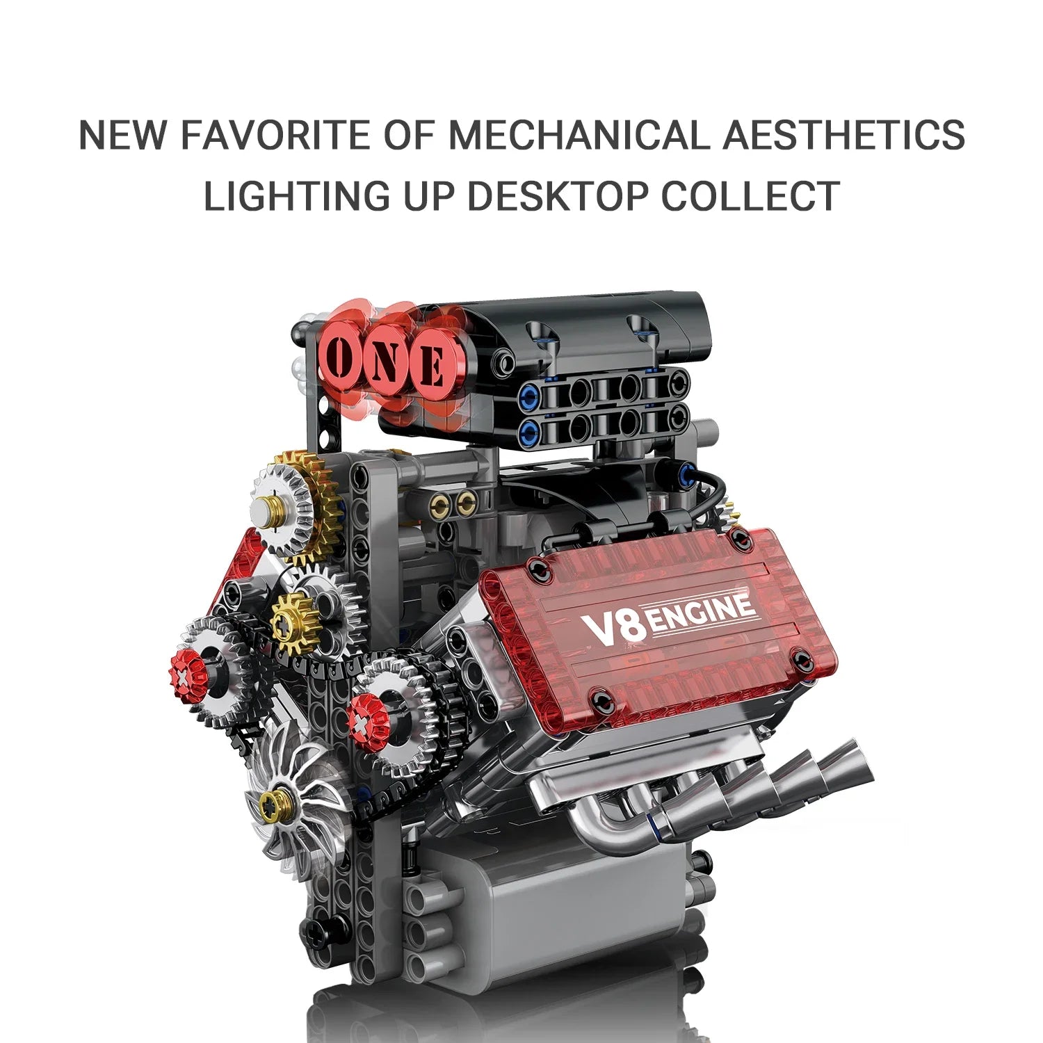 V8 Engine Motorized Building Blocks – 478PCS Simulation Car Engine Model Kit for Adults
