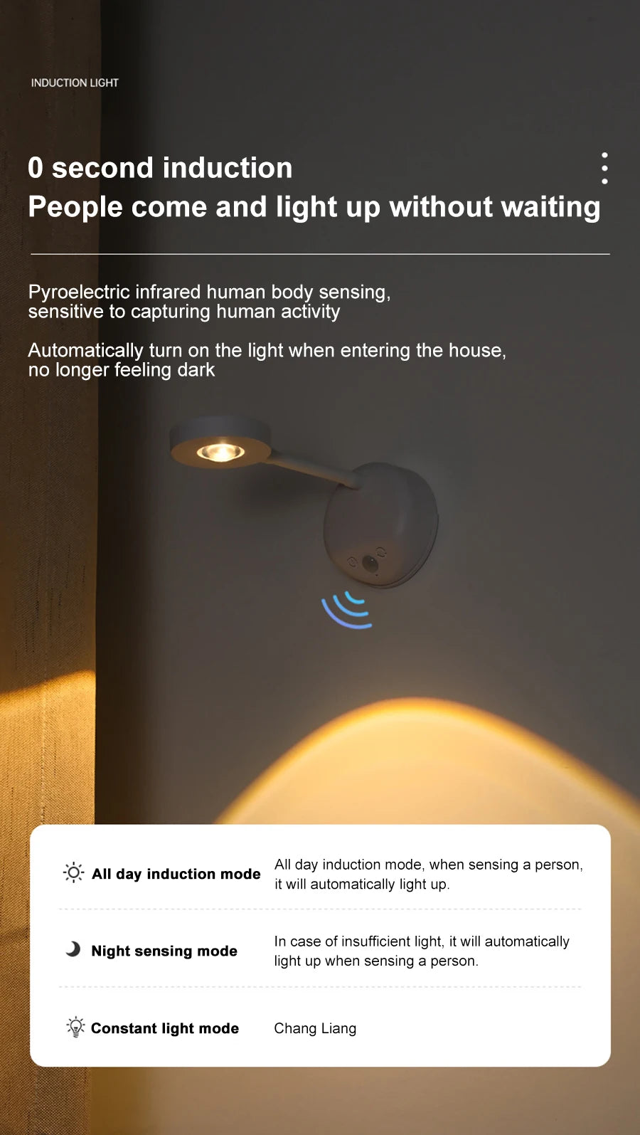 Rechargeable Motion Sensor Spotlight – 3-Color LED Indoor Light