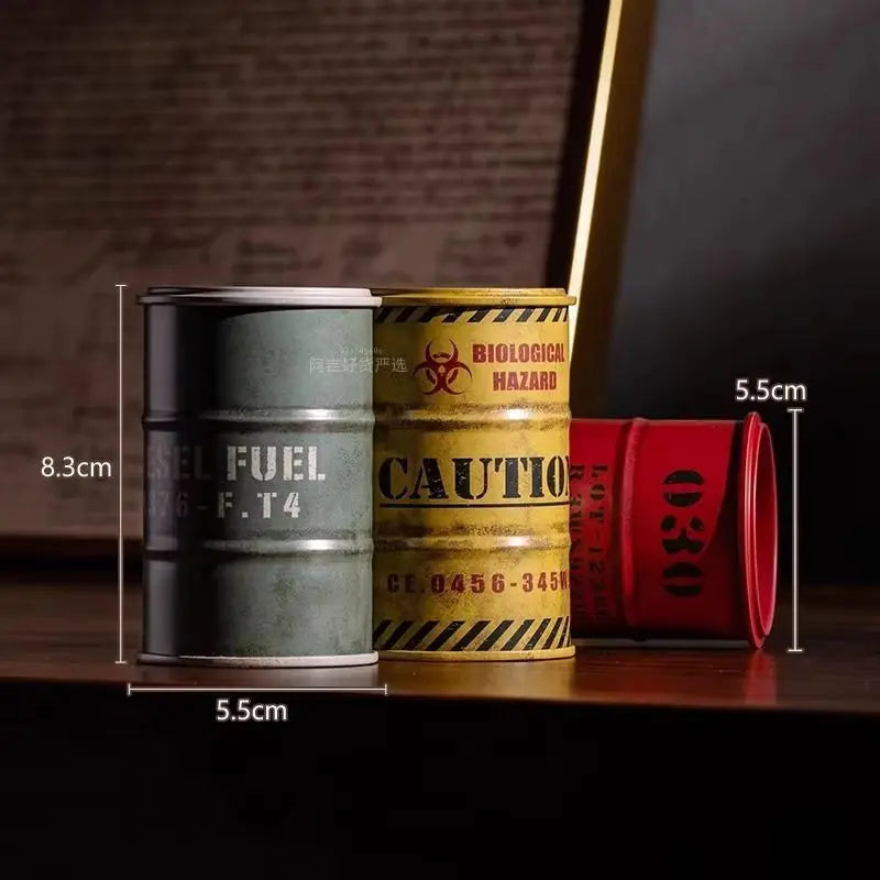 Miniature Oil Drum Model – Metal Desktop Decoration & Stationery Holder