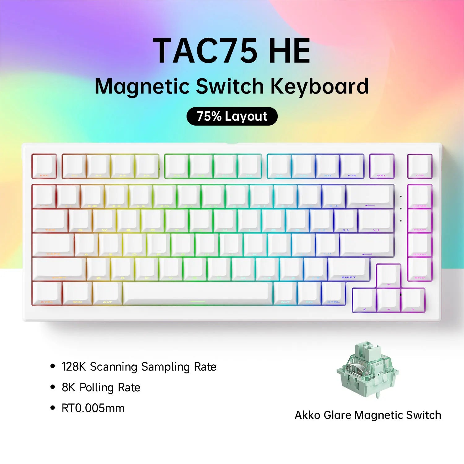 AKKO TAC75-HE, Magnetic Switch Keyboard – 75% Gaming Keyboard with Rapid Trigger & 8K Polling