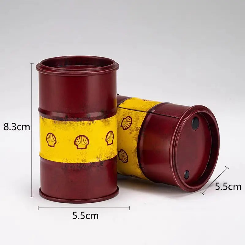 Miniature Oil Drum Model – Metal Desktop Decoration & Stationery Holder