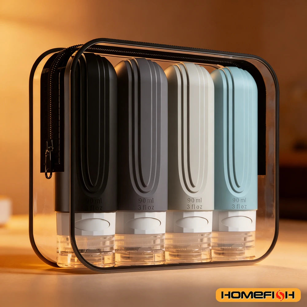 Silicone Travel Bottles Set – 90ml Leakproof Refillable Containers