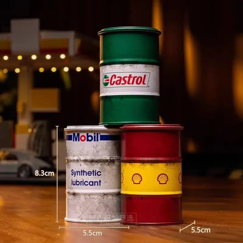 Miniature Oil Drum Model – Metal Desktop Decoration & Stationery Holder