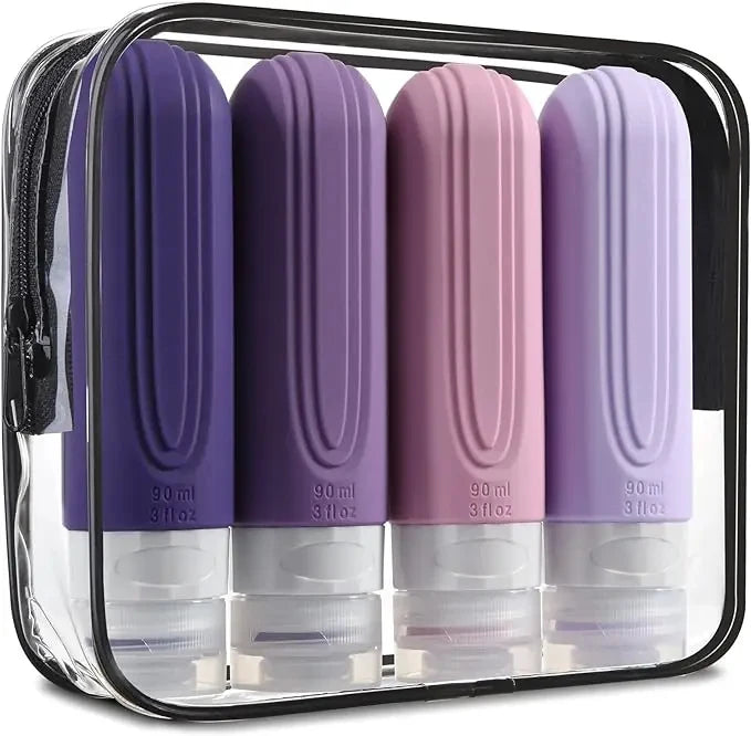 Silicone Travel Bottles Set – 90ml Leakproof Refillable Containers
