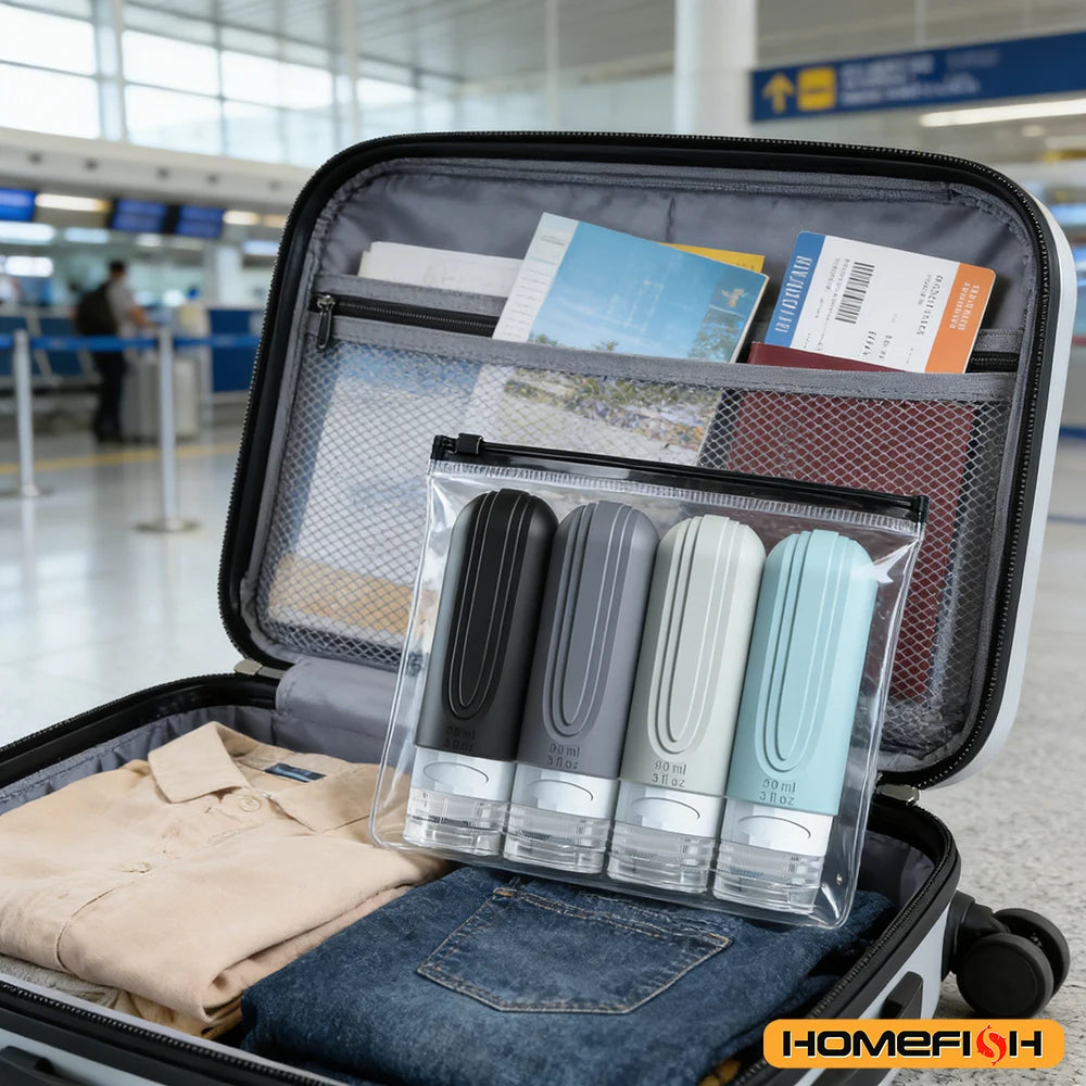 Silicone Travel Bottles Set – 90ml Leakproof Refillable Containers