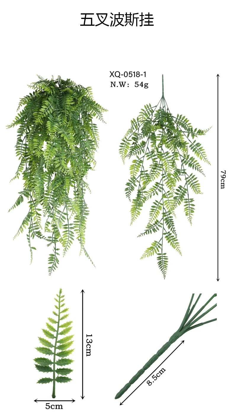 90cm Artificial Persian Fern Hanging Vine – Lush Plastic Leaf Garland for Home Decor