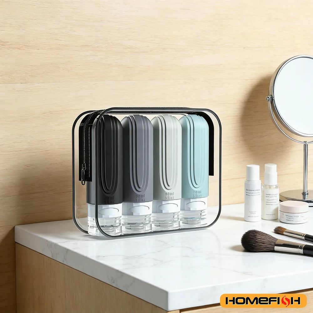 Silicone Travel Bottles Set – 90ml Leakproof Refillable Containers