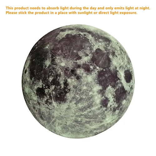 3D Glow-in-the-Dark Moon Wall Stickers – Fluorescent PVC Decals for Kids’ Rooms