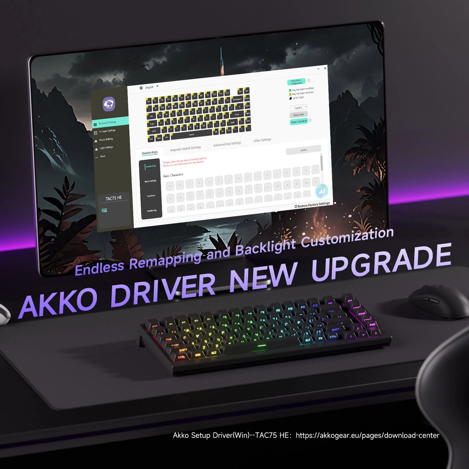 AKKO TAC75-HE, Magnetic Switch Keyboard – 75% Gaming Keyboard with Rapid Trigger & 8K Polling