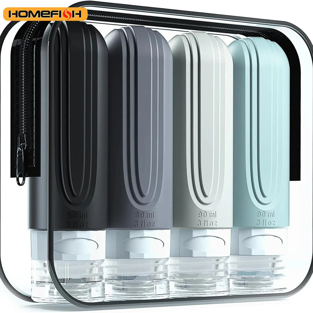 Silicone Travel Bottles Set – 90ml Leakproof Refillable Containers