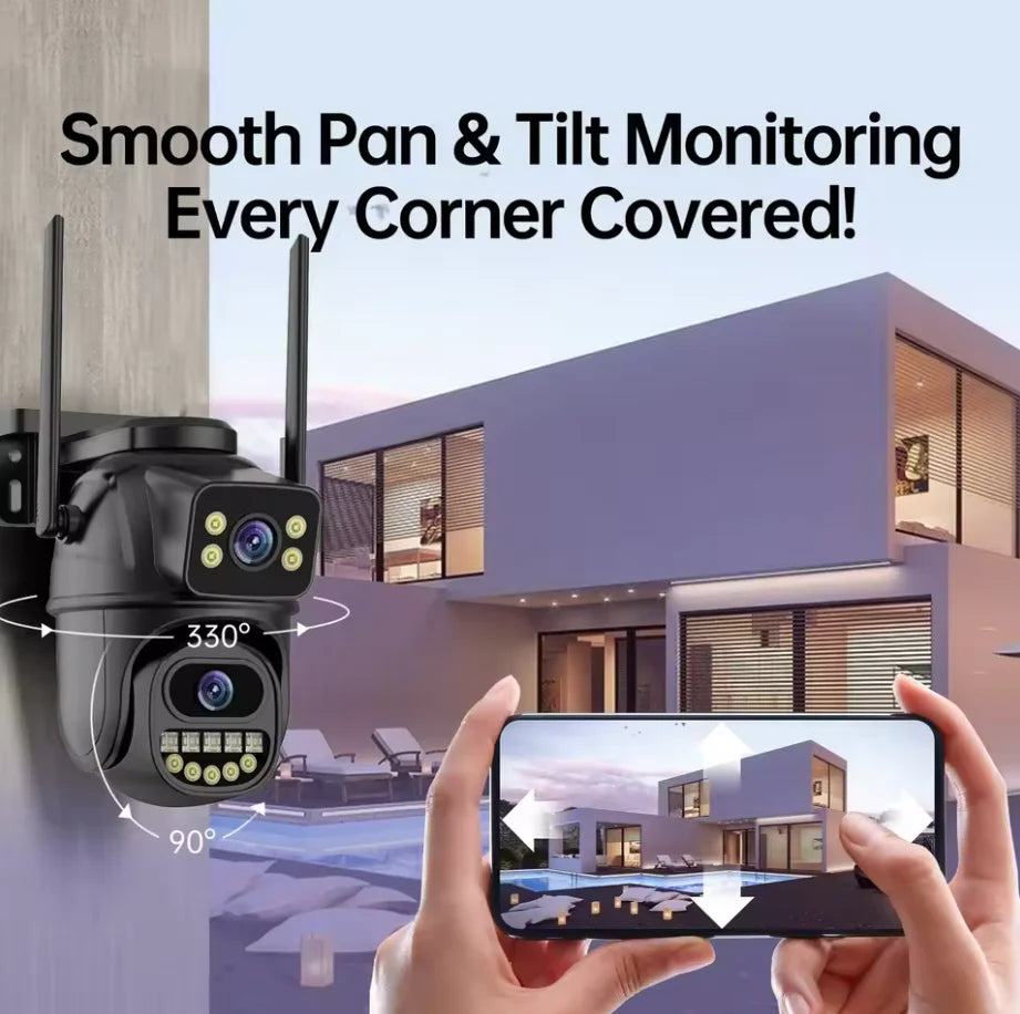 8MP WiFi PTZ Outdoor Security Camera – Dual Lens, AI Tracking & Night Vision