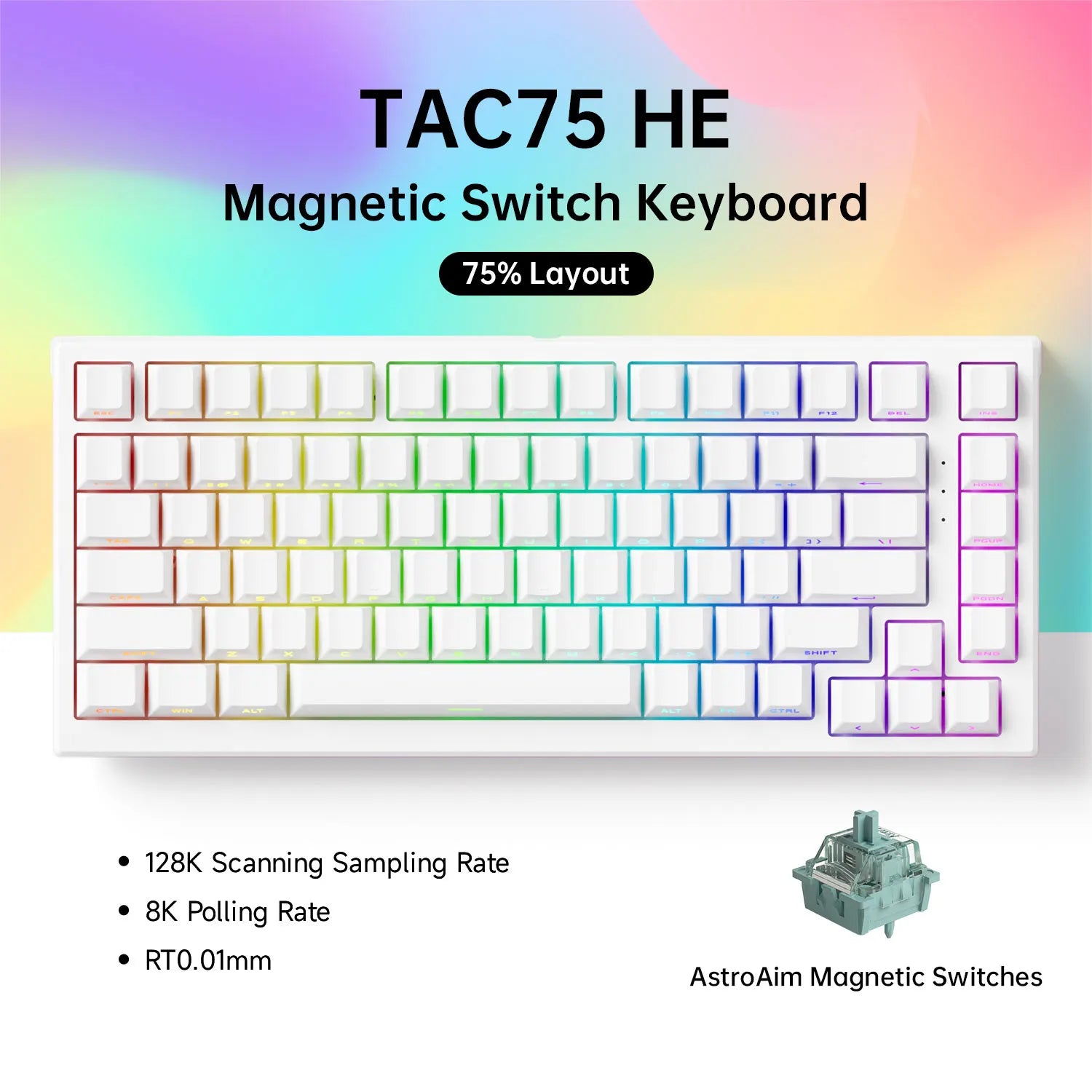 AKKO TAC75-HE, Magnetic Switch Keyboard – 75% Gaming Keyboard with Rapid Trigger & 8K Polling