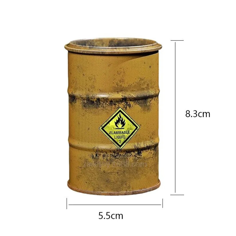Miniature Oil Drum Model – Metal Desktop Decoration & Stationery Holder