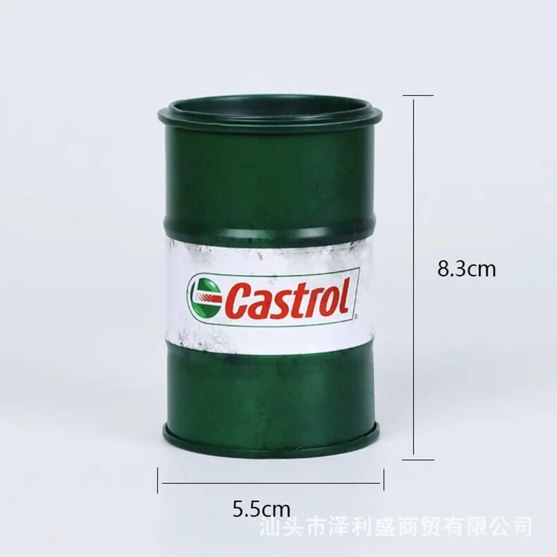 Miniature Oil Drum Model – Metal Desktop Decoration & Stationery Holder