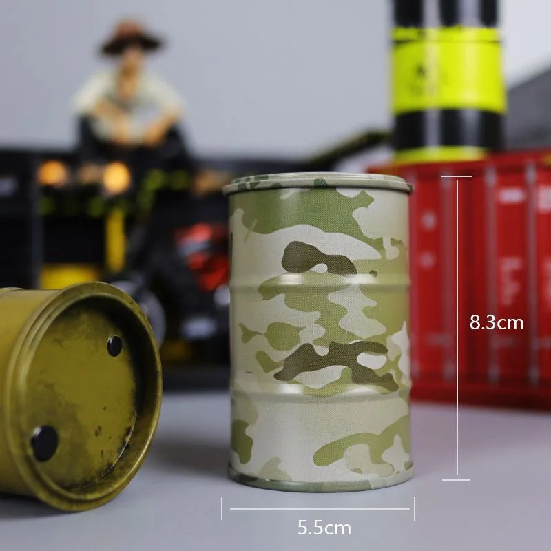 Miniature Oil Drum Model – Metal Desktop Decoration & Stationery Holder