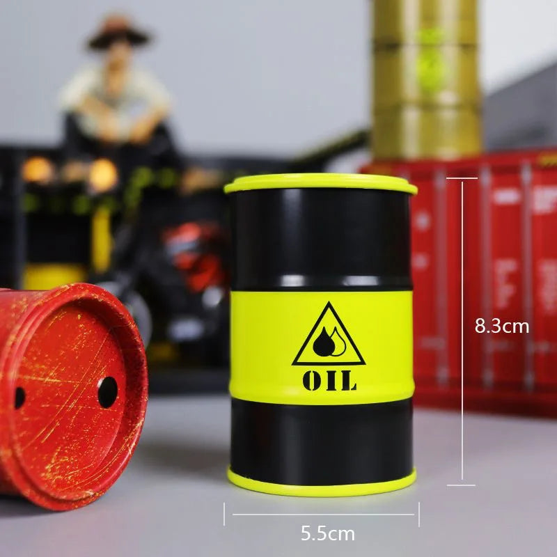 Miniature Oil Drum Model – Metal Desktop Decoration & Stationery Holder