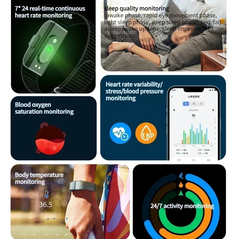 Smart Fitness Bracelet – Heart Rate, Blood Pressure & Sleep Monitor