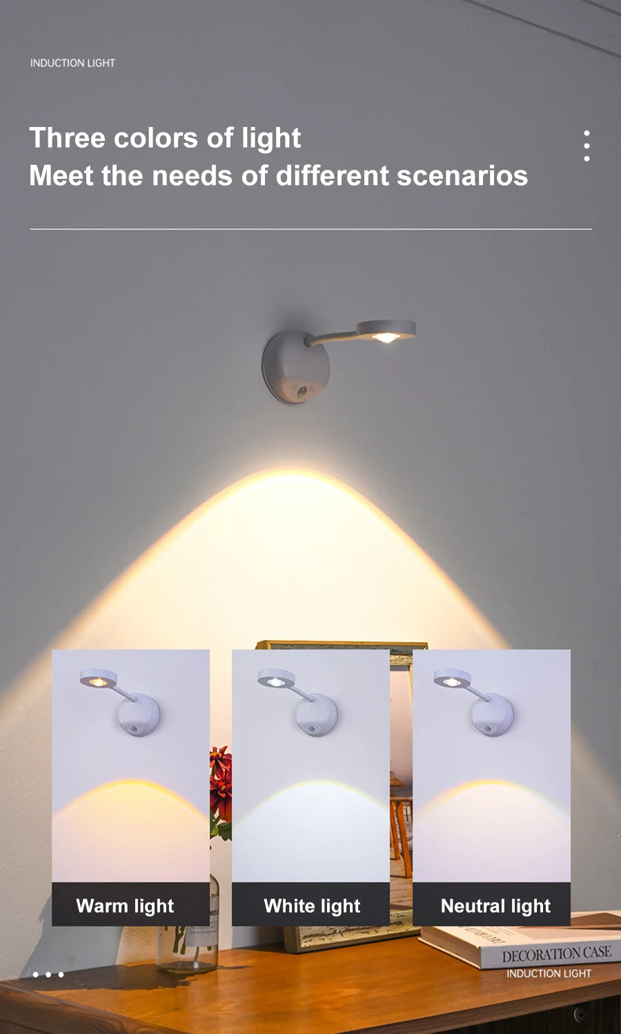 Rechargeable Motion Sensor Spotlight – 3-Color LED Indoor Light