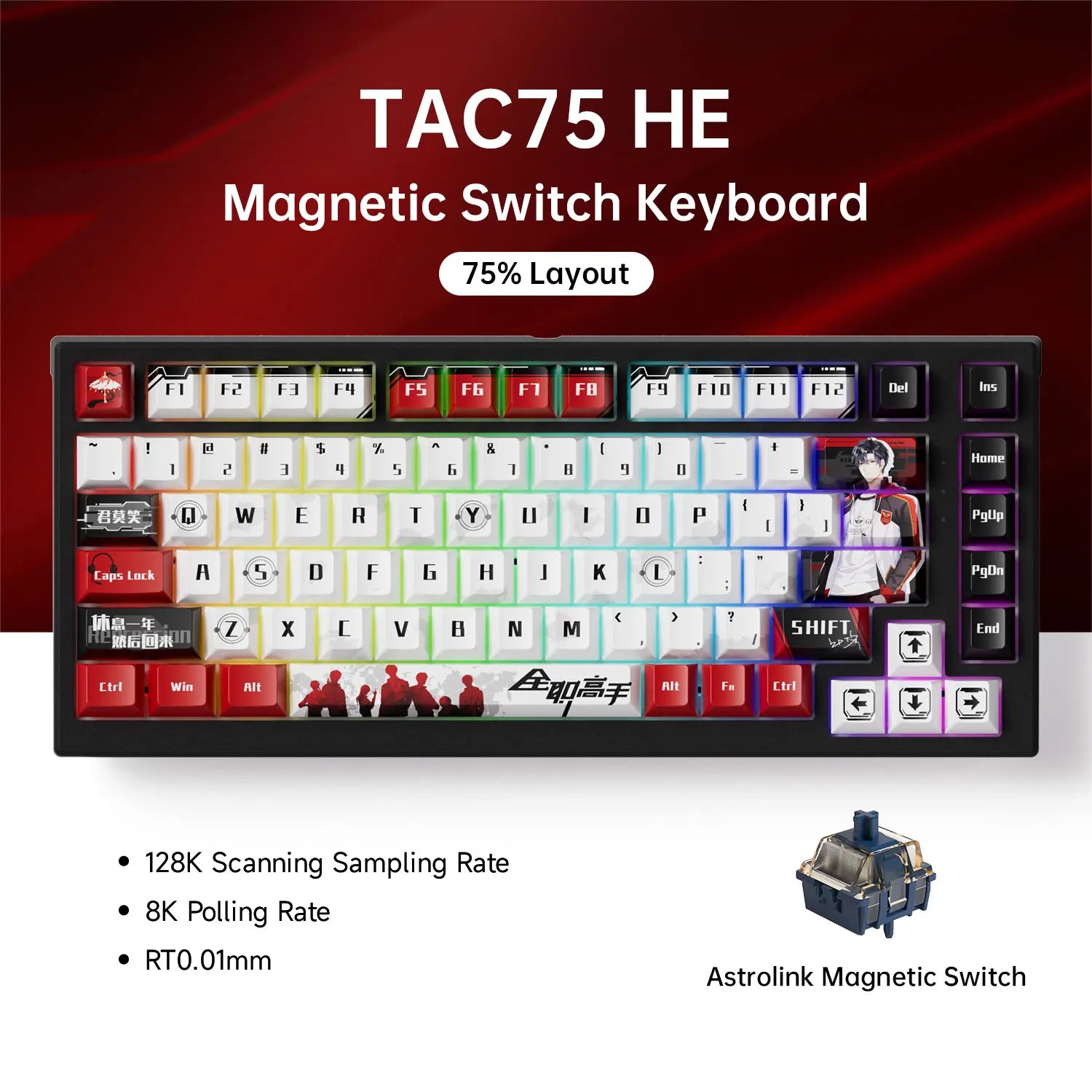 AKKO TAC75-HE, Magnetic Switch Keyboard – 75% Gaming Keyboard with Rapid Trigger & 8K Polling
