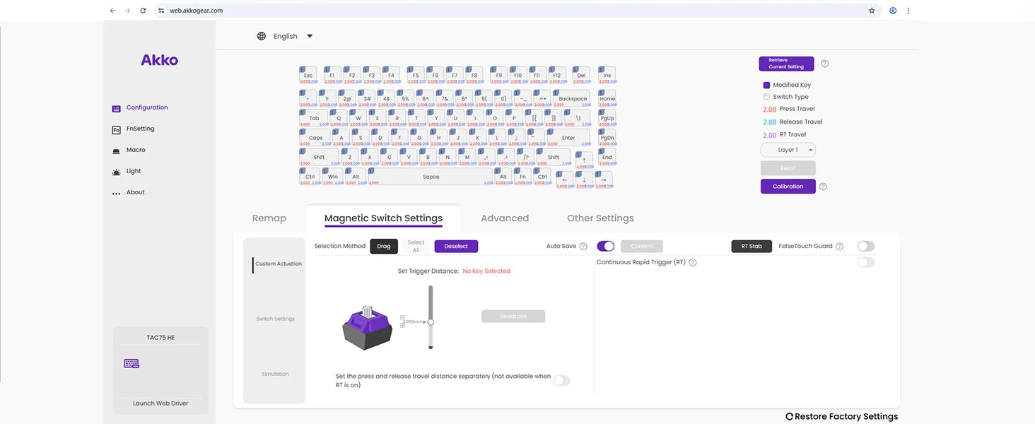 AKKO TAC75-HE, Magnetic Switch Keyboard – 75% Gaming Keyboard with Rapid Trigger & 8K Polling